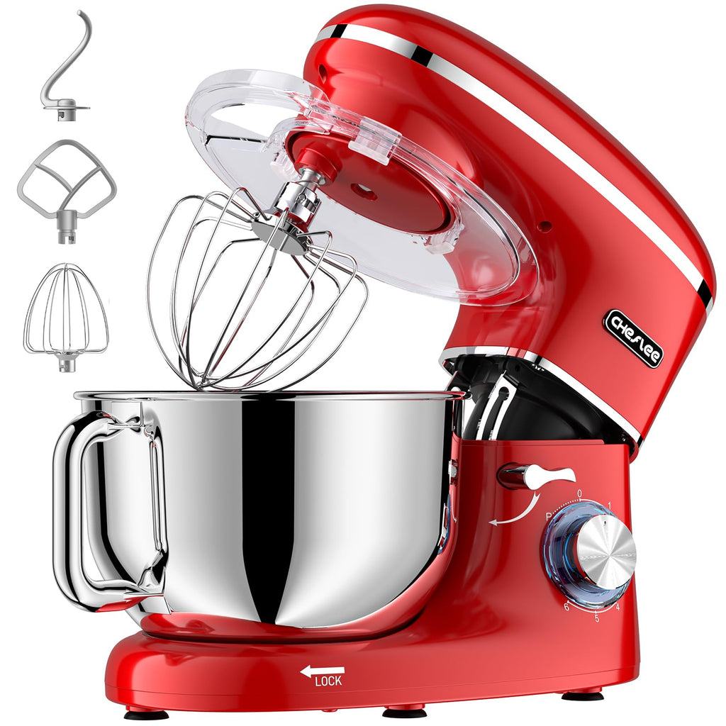 Küchenmaschine Teigmaschine 2000W Knetmaschine 6.2L Edelstahlschüssel 6 Stufen leise Rührbesen Knethaken
