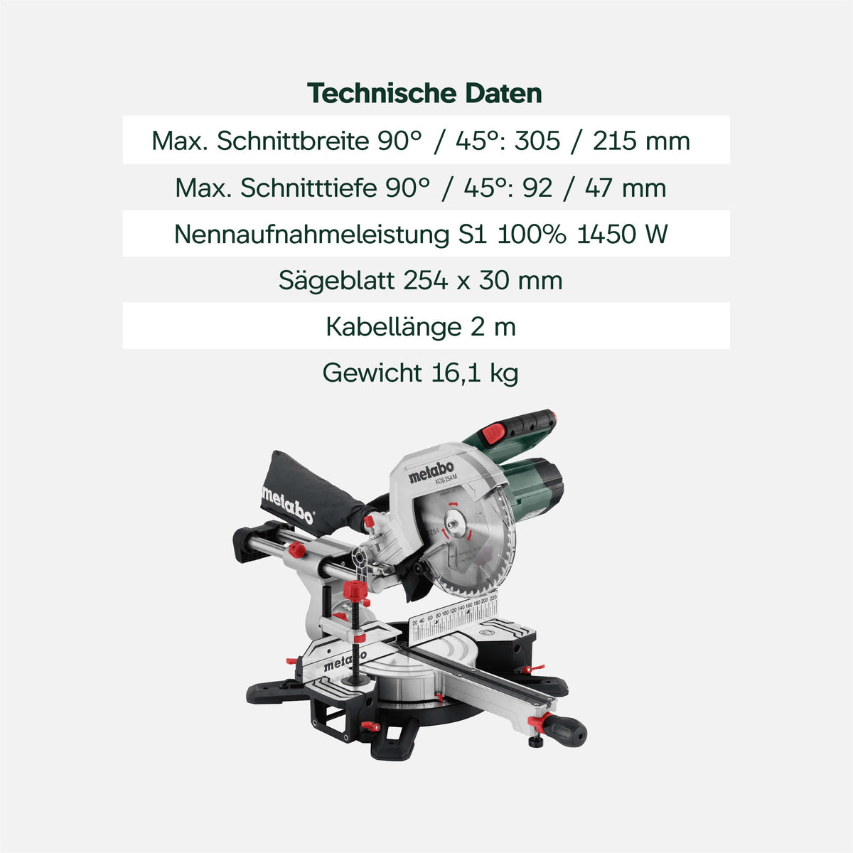 Kappsäge und Gehrungssäge KGS 254 M Zugfunktion 254 mm Sägeblatt für präzise Schnitte in Holz und Werkstatt