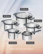 Simplify Kochtopf Set 5 teilig mit integriertem Sieb Induktionsgeeignet grau Kochgeschirr Set