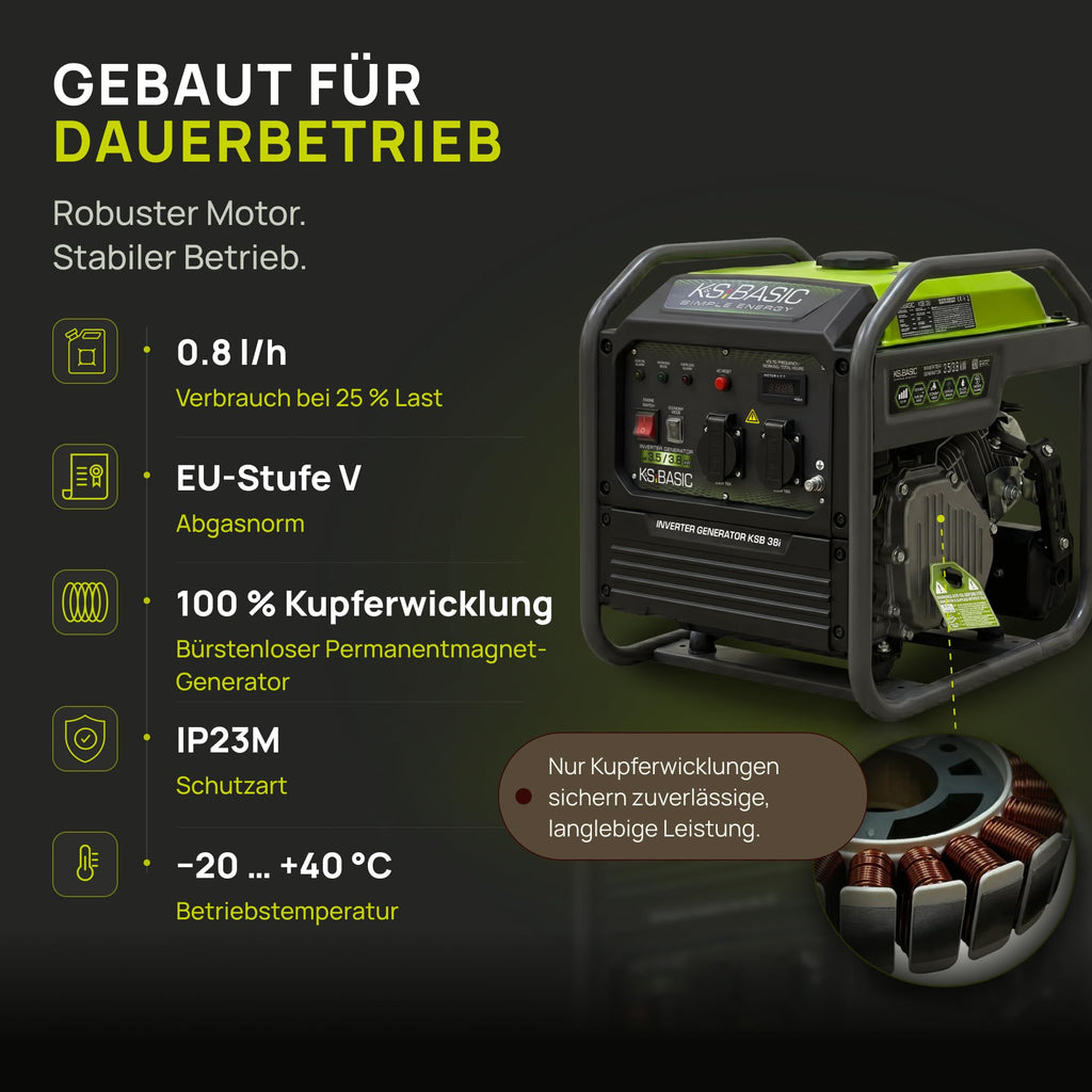 Invertergenerator 38i 3,8 kW tragbarer Benzinstromerzeuger Generator Notstromaggregat für Camping