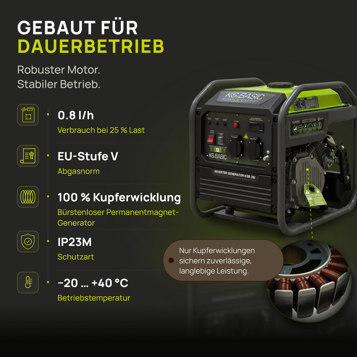 Invertergenerator 38i 3,8 kW tragbarer Benzinstromerzeuger Generator Notstromaggregat für Camping