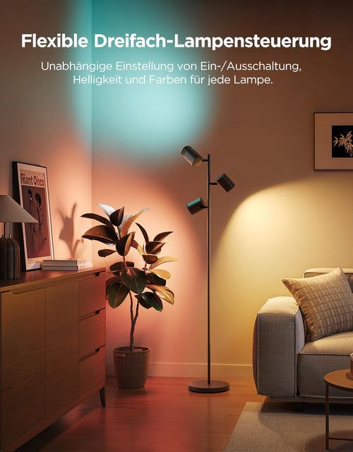 3 Flammen LED Stehlampe RGBWW Farbwechsel Fokus verstellbar Stehleuchte 1500lm Energieklasse G