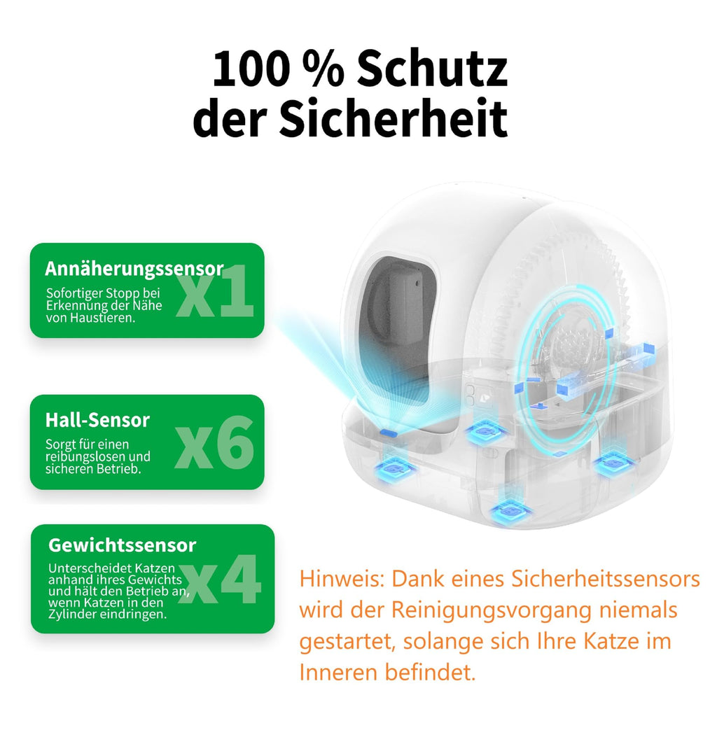 Pura Max 2 selbstreinigende Katzentoilette 76L xSecure Geruchsbeseitigung App Steuerung für mehrere Katzen