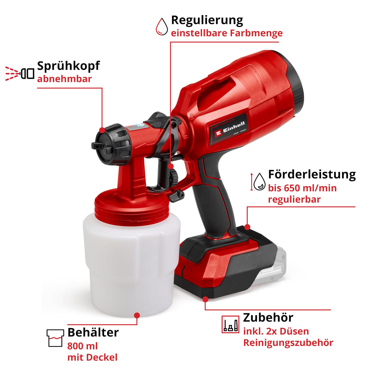 Akku Farbsprühsystem TC SY 18/60 Li Solo für Lacke und Lasuren kabellos 18V mit 60 ml Behälter