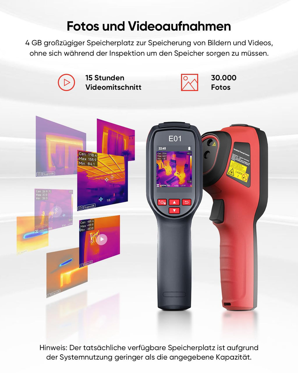 E01 Wärmebildkamera Handheld SuperIR 240x240 Infrarotauflösung Thermografie für Inspektion und Jagd