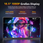 Tragbarer Monitor 18.5 Zoll 1080P FHD 120% sRGB HDMI USB-C Lautsprecher VESA Ständer für Laptop Xbox PS4 PS5