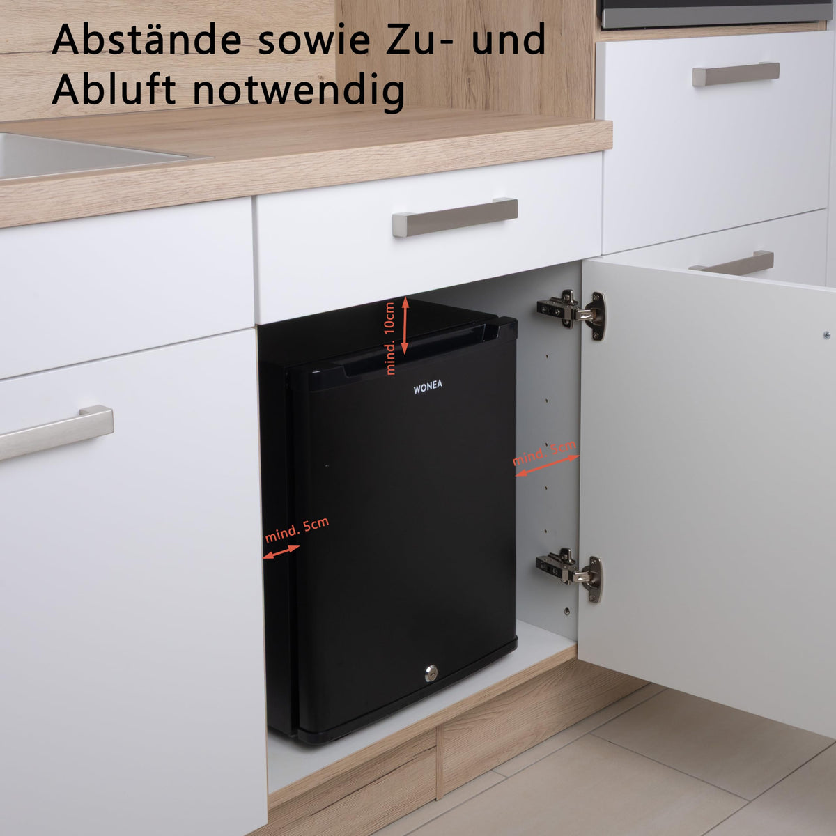 40 Liter Mini Kühlschrank lautlos geräuschlos Minibar mit Schloss 5°C bis 18°C Energieklasse D
