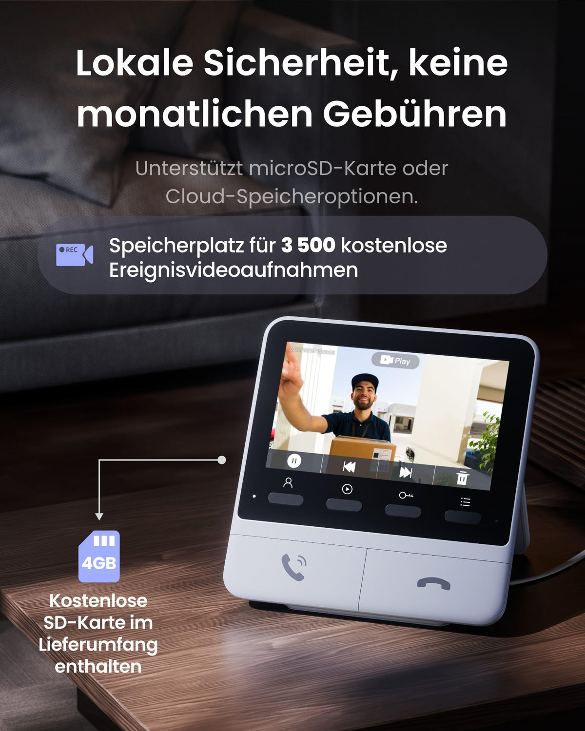 WLAN Türklingel mit Kamera 2K Video Türklingel für Haustür Wohnung Zuhause mit klarer Videoqualität
