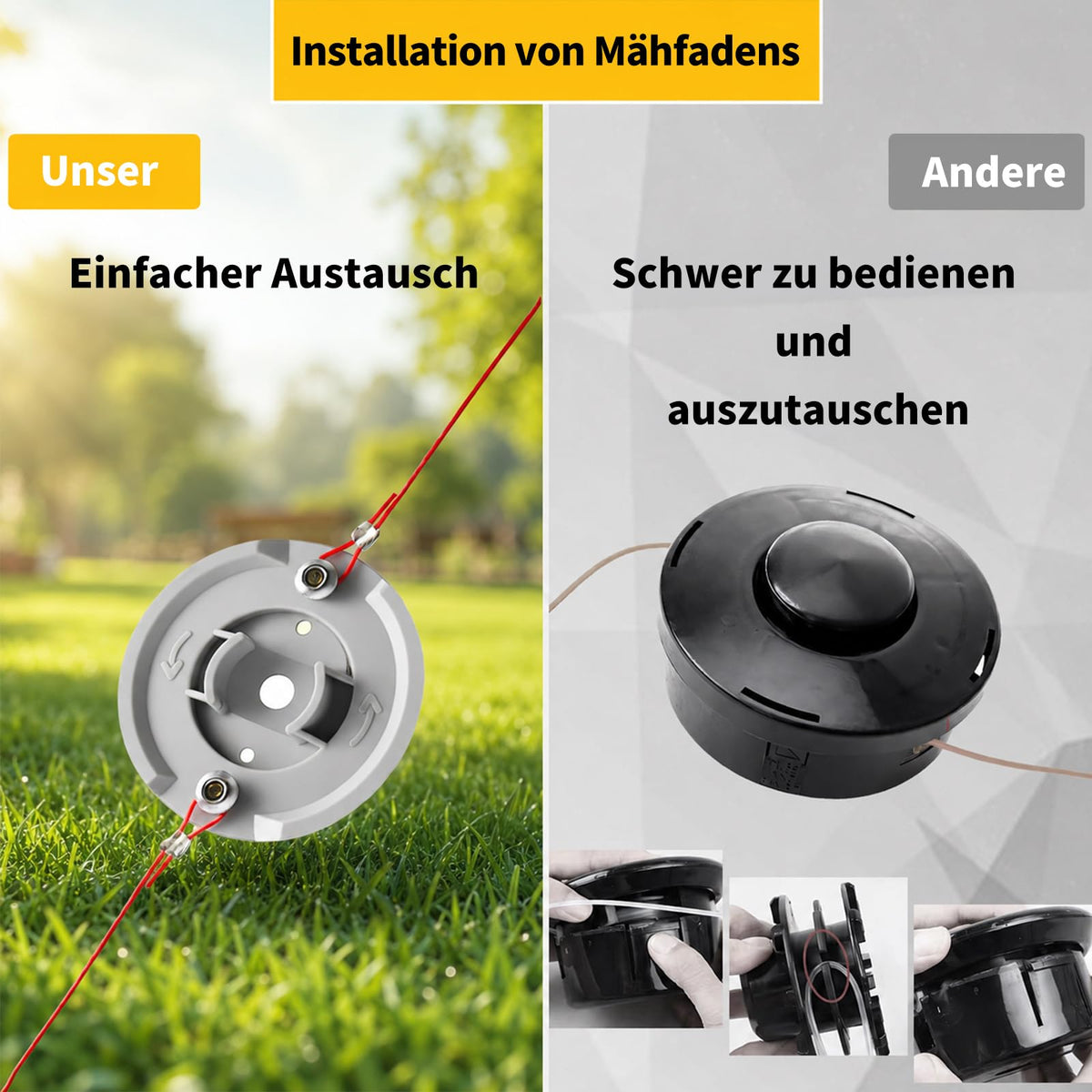 Akku Rasentrimmer 21V 5 in 1 2x 4.0Ah Unkrautbürste 900W bürstenloser Motor Freischneider für Rasen Garten Hof