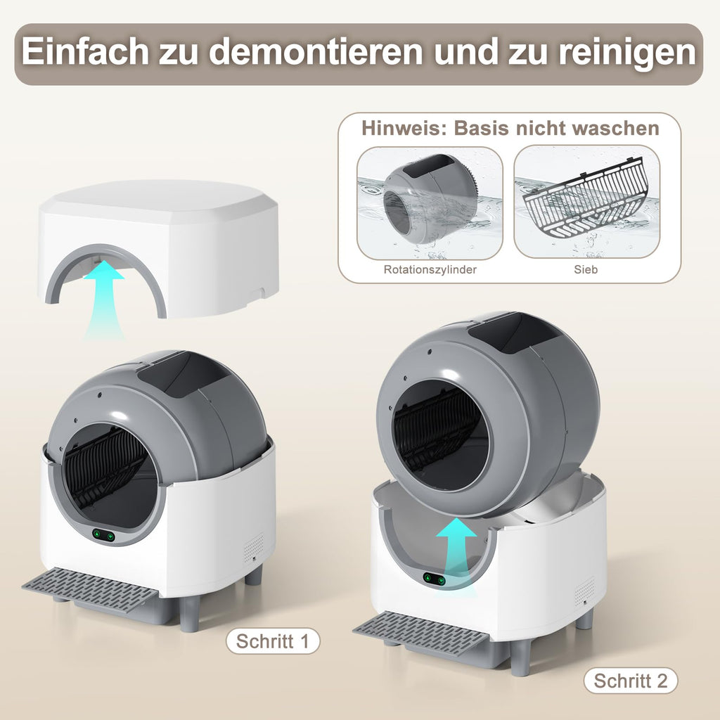 Selbstreinigende Katzentoilette 90L Großraum Katzenklo Elektrisch für Katzen mit automatischer Reinigung