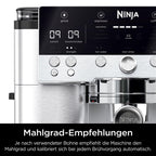 Luxe Premier 3 in 1 Kaffeemaschine mit Mahlwerk und Aufschäumer Silber für Espresso Latte Cappuccino