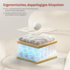Bequemer Schreibtischstuhl mit Schneidersitz Funktion Chenille Drehstuhl Bürostuhl in Beige