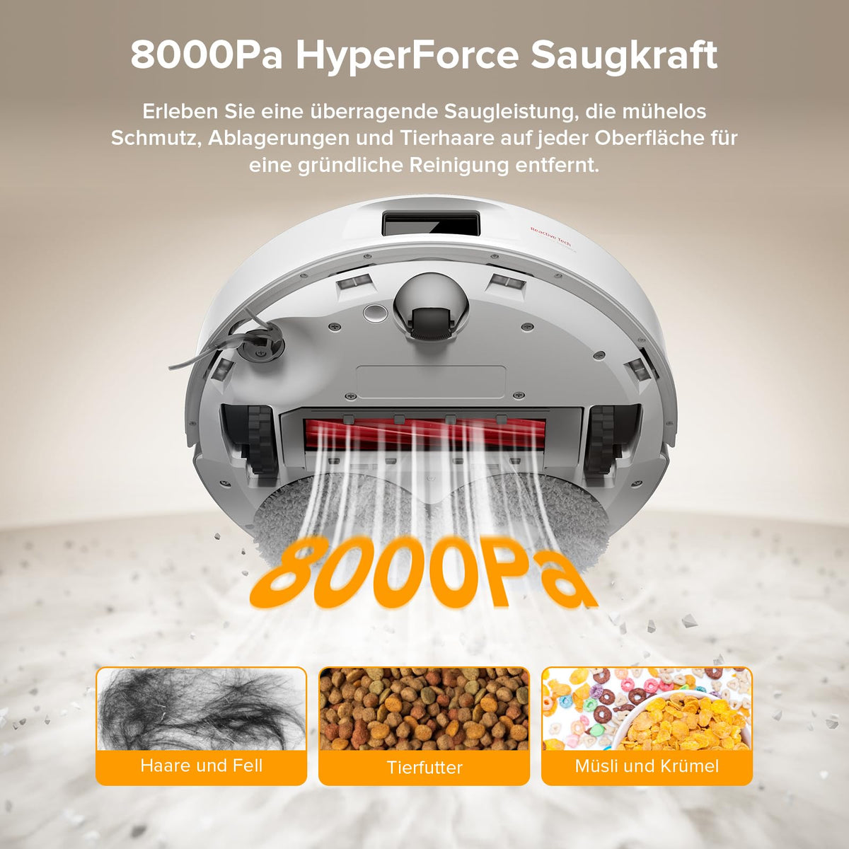 QV 35A Set Saugroboter mit Wischfunktion und 8.000 Pa Saugkraft für Teppiche und Hartböden