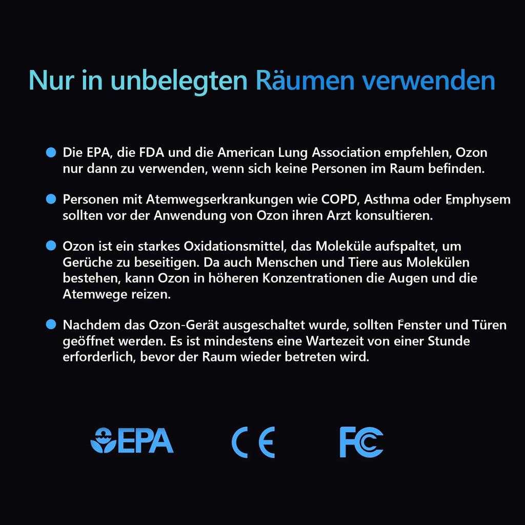 OZB3 Ozongenerator 250.000 mg/h Luftreiniger Geruchsbeseitigung Desinfektion Sterilisation große Räume Büros