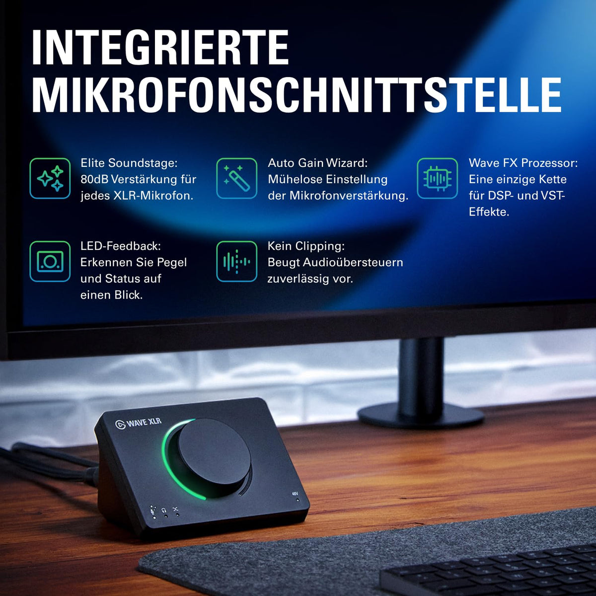 Wave XLR MK.2 USB Audio Interface und DSP Mixer für Streaming Podcasting mit 24 Bit 96 kHz und Monitoring
