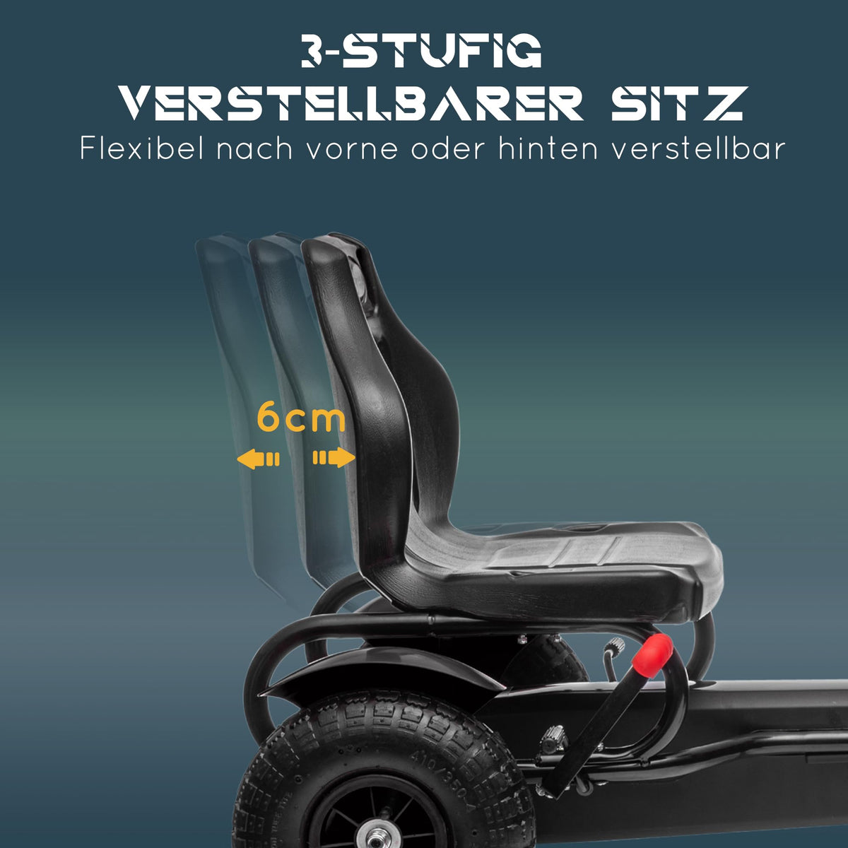 Gokart Tretauto Kinderfahrzeug mit Handbremse Pedal Gokart Schwarz