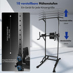 Power Tower Dip Station Klimmzugstange freistehend bis 230 cm stabiler Kraftturm für Ganzkörpertraining
