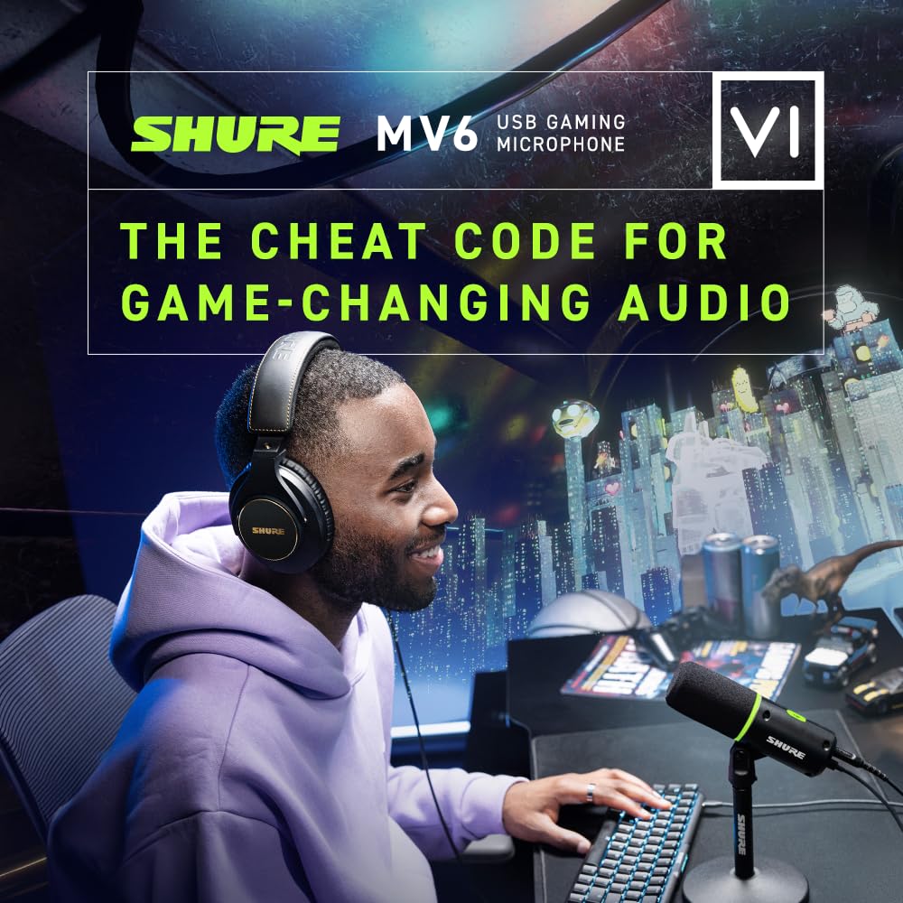 MV6 USB Gaming Mikrofon für Streaming Aufnahmen Podcasting Gesang Videokonferenzen am PC und Mac