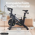 Heimtrainer Fahrrad mit App und Handpuls Ergometer für 145 bis 195 cm für Cardiotraining zu Hause