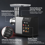 Elektrofleischwolf 3000W Max LED Anzeige 9 Stufen Edelstahl Schneideaufsatz Wurstfüller Kibbe Maker Behälter