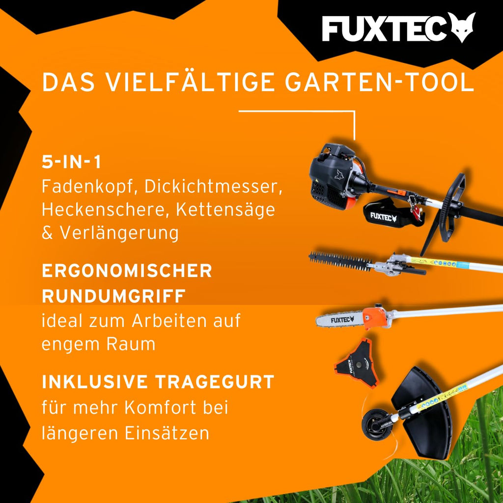 Benzin Motorsense FX-MT152E 5in1 Multitool 52ccm 3PS Kombigerät für Rasen Heckenschnitt und Garten
