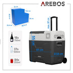 Tragbare Kompressor Kühlbox mit Rollen 47 Liter bis minus 20°C für Auto und Camping mit 230 V Netz