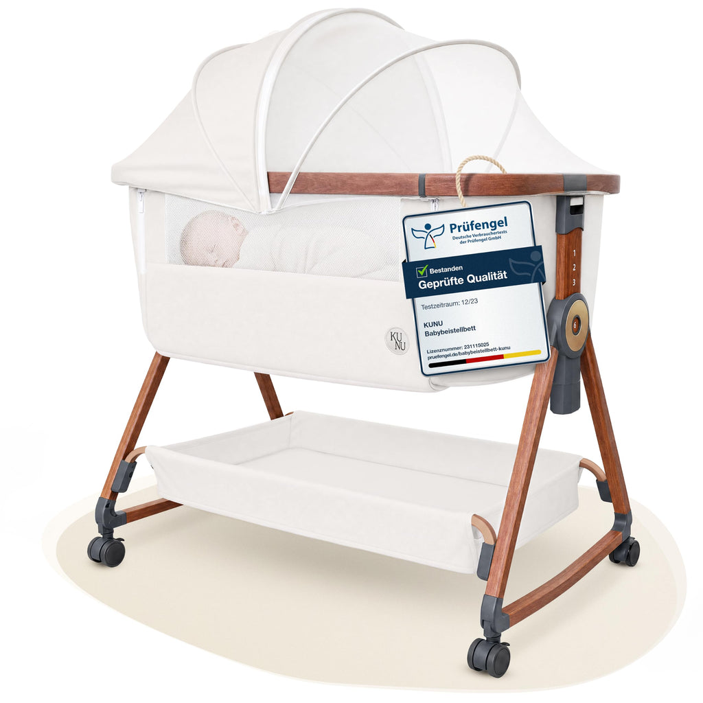 Babybett Beistellbett mit Rollen für Boxspringbett 3 in 1 Reisebett Stubenwagen Wiegefunktion höhenverstellbar
