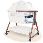 Babybett Beistellbett mit Rollen für Boxspringbett 3 in 1 Reisebett Stubenwagen Wiegefunktion höhenverstellbar