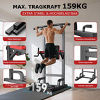 Power Tower Dip Station Klimmzugstange höhenverstellbar multifunktional für Heimtraining mit Elastikseilen