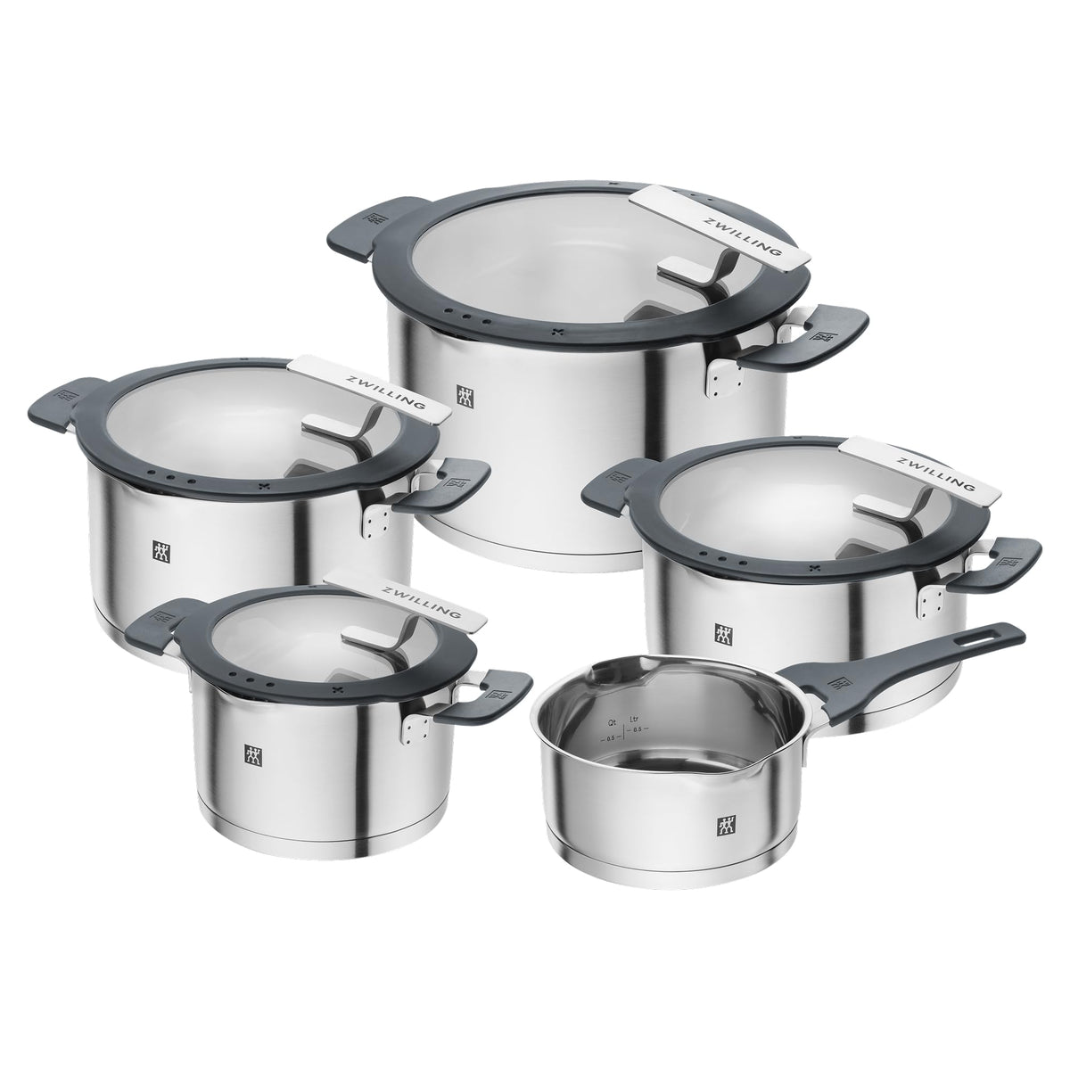 Simplify Kochtopf Set 5 teilig mit integriertem Sieb Induktionsgeeignet grau Kochgeschirr Set