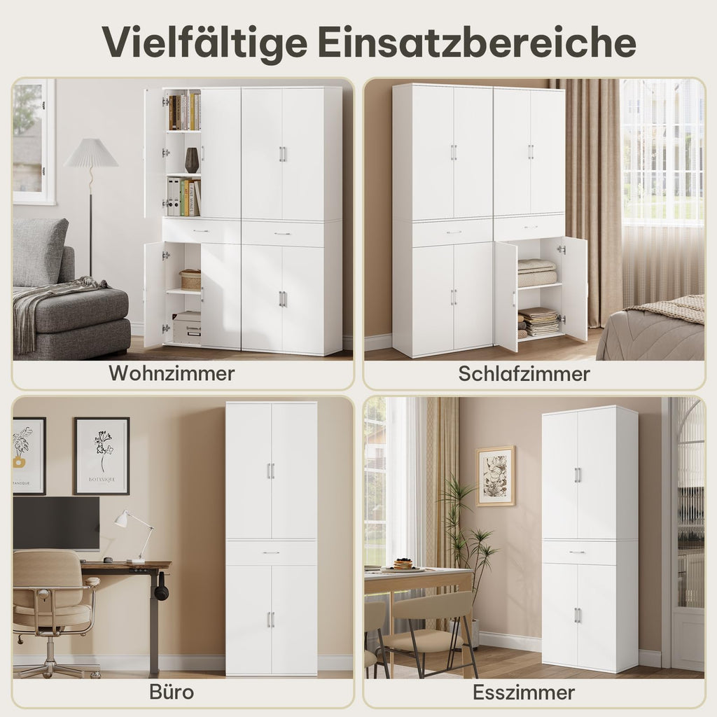 Aktenschrank Büroschrank für Büro mit Schublade und Türen 60x180x34 cm weiß Büromöbel Stauraum