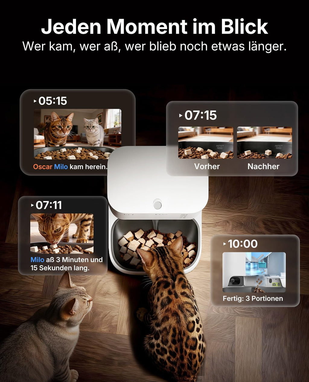 YumShare Dual Hopper 2 Futterautomat für Katze und Hund 2 Näpfe Kamera Gesichtserkennung 5L KI 2,4 und 5G WLAN