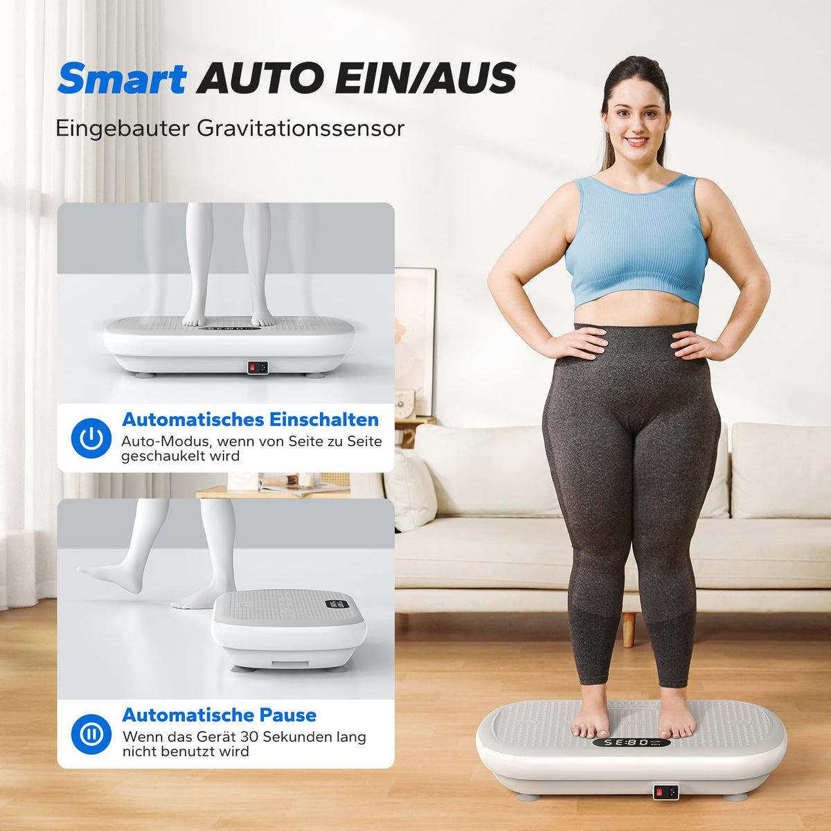 CV40 Vibrationsplatte für Ganzkörpertraining zu Hause mit 13 mm großer Amplitude und Fitnessgerät