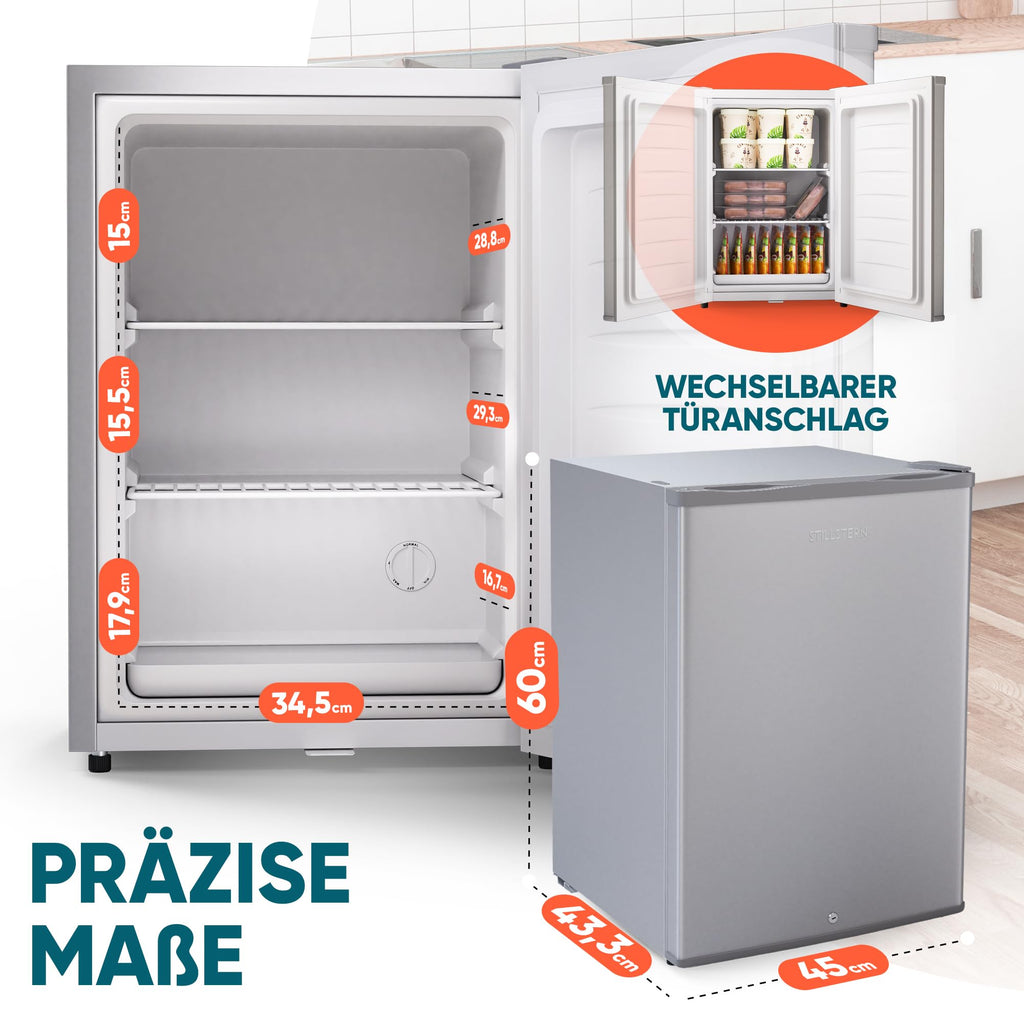 Mini Gefrierschrank 42L minus 18°C Eiswürfelschale Türanschlag wechselbar 4 Sterne Camping Energieklasse E