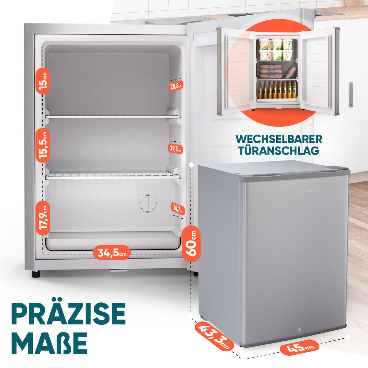 Mini Gefrierschrank 42L minus 18°C Eiswürfelschale Türanschlag wechselbar 4 Sterne Camping Energieklasse E