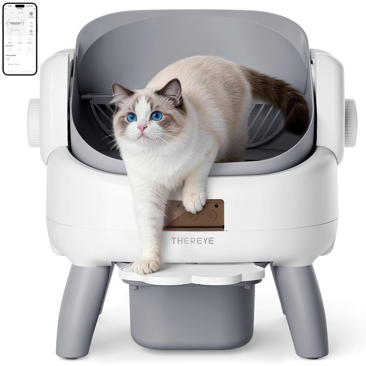 Selbstreinigende Katzentoilette mit offenem Einstieg und Einstiegstufe für Katzen automatische Reinigung leise