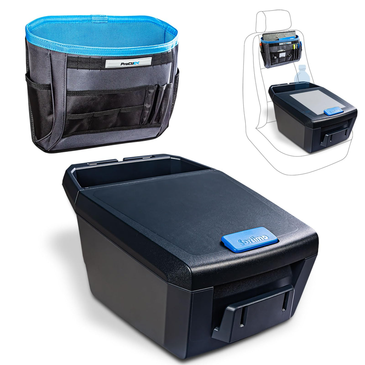 AutoAssistent Office Organizer Set Schwarz Blau Grau für Fahrzeug und Büro Ordnungssystem Aufbewahrung