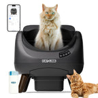 Selbstreinigendes Katzenklo XXL, offenes Top Design, 5 GHz WLAN, 12L, für alle Streuarten, Mehrkatzen, grau