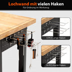 Schwerlast Werkbank verstellbar 122 cm Werktisch aus Gummibaumholz robuste Arbeitsbank für Werkstatt