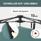 Wasserdicht Schnellaufbau Pavillon 4 Wände 2,5x2,5 m faltbar UV Schutz 80 Garten Camping Festival Strand Zelt