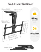 Elektrische TV Deckenhalterung Fernseherhalterung für 37 bis 75 Zoll bis 45 kg Deckenmontage