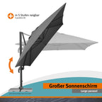 Sonnenschirm Rhodos Grande ca 400 x 300 cm anthrazit rechteckig UV Schutz Garten Terrasse Sonnenschutz