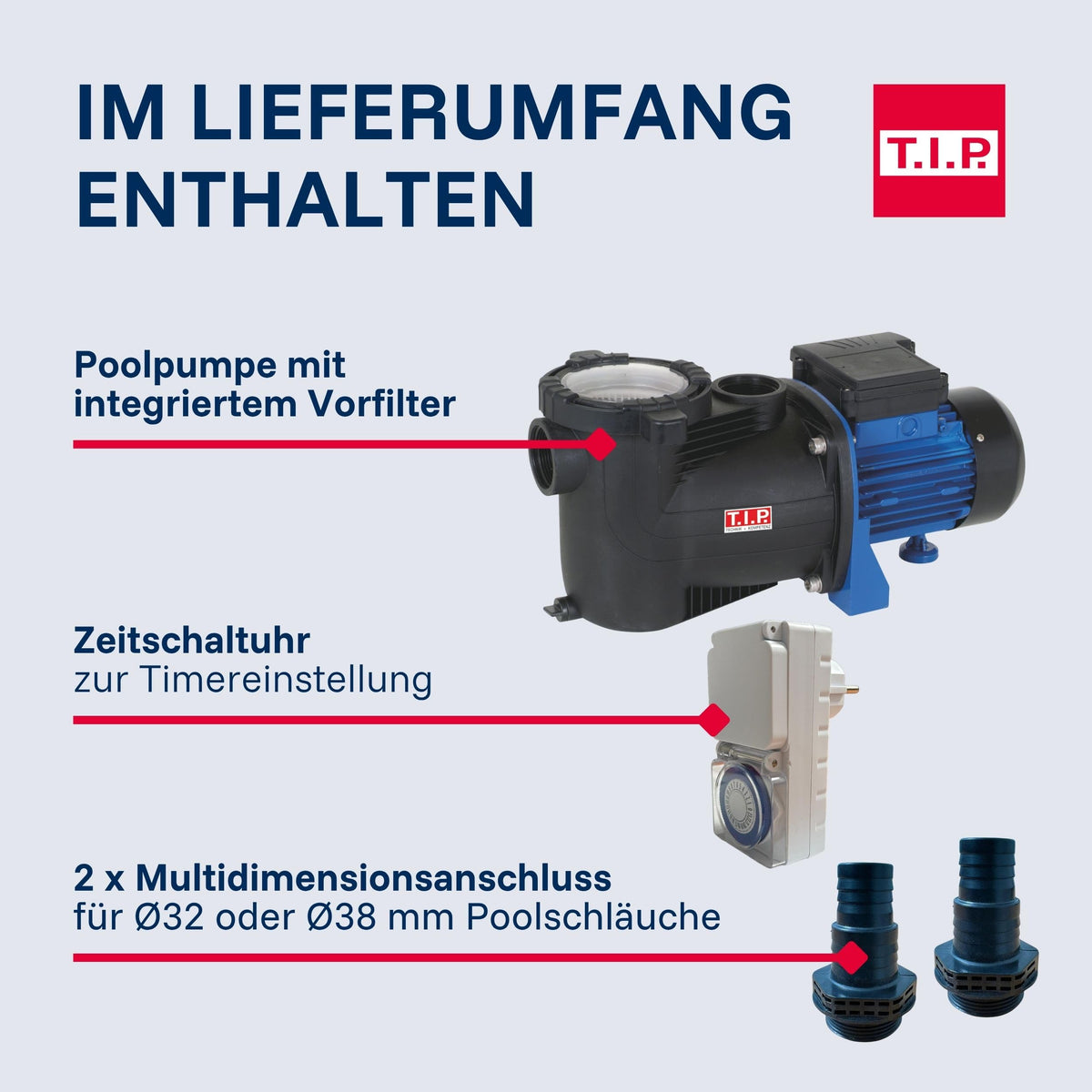 Poolpumpe mit Timer selbstansaugende Filterpumpe 10000 Liter pro Stunde für sauberes Poolwasser