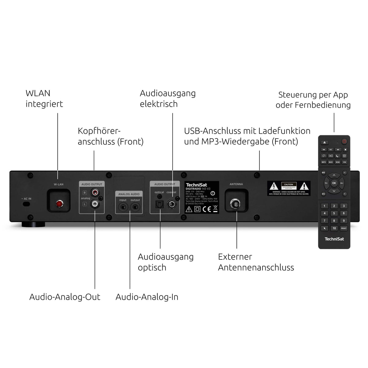 DIGITRADIO 143 V3 Digitalradio mit HiFi Tuner DAB+ und Internetradio Empfang für Zuhause und Büro