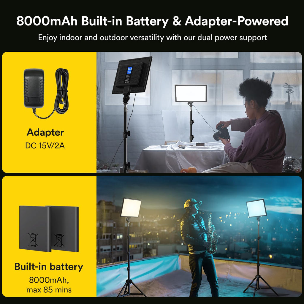 2er Set LED Videoleuchte mit 180 cm Stativ Softlicht für Video Streaming Fotografie
