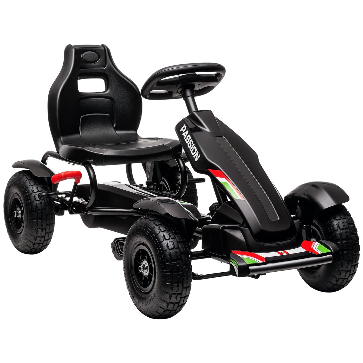 Gokart Tretauto Kinderfahrzeug mit Handbremse Pedal Gokart Schwarz