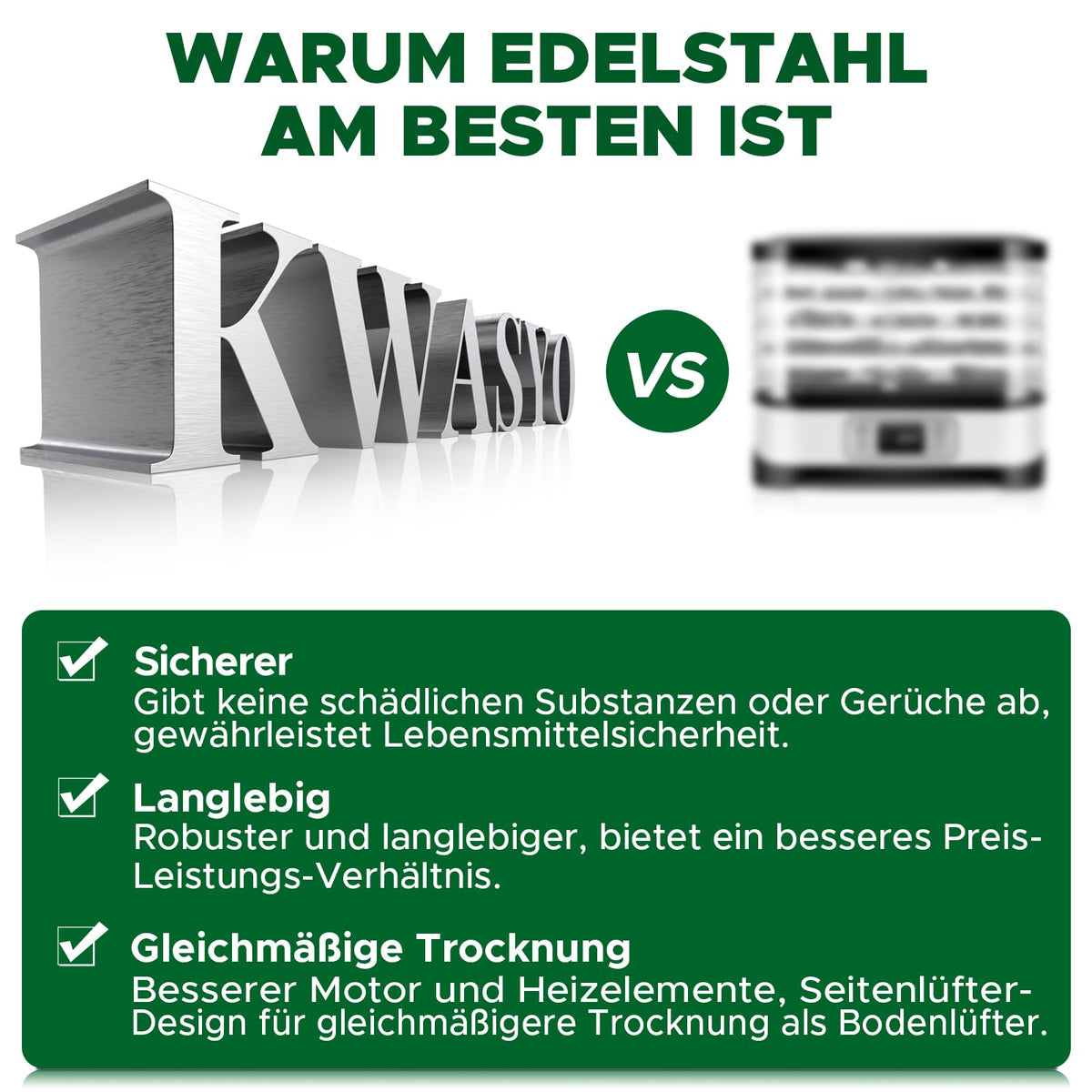 Dörrautomat Edelstahl 8 Etagen 30 bis 90 °C Timer 24 h ohne BPA für Obst Fleisch Gemüse Kräuter Rezeptheft