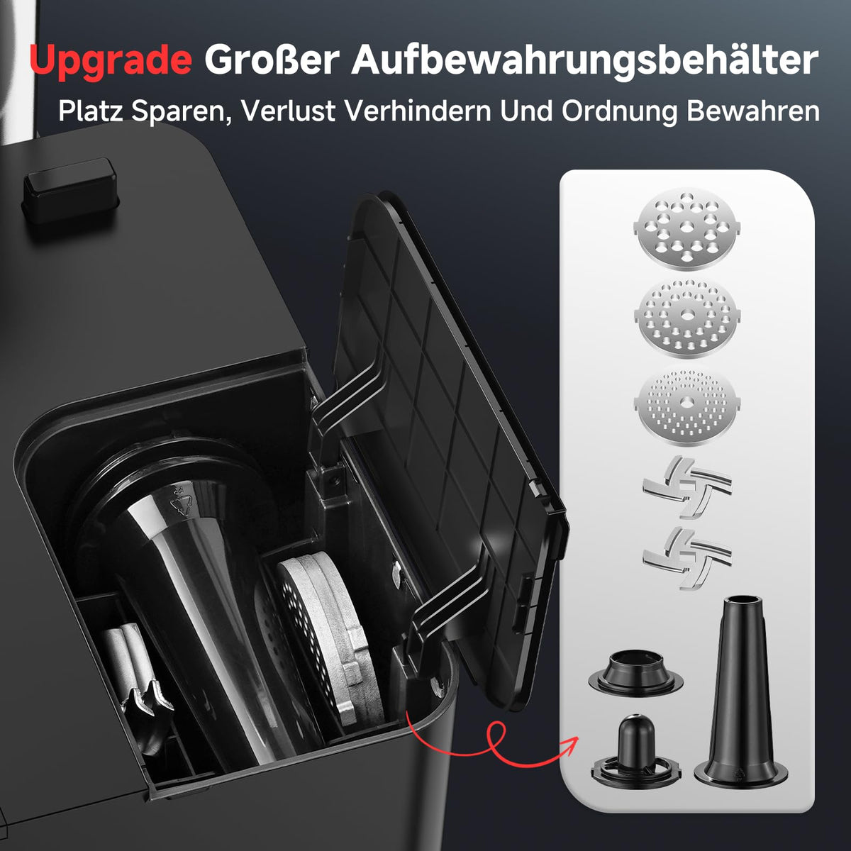 Elektrofleischwolf 3000W Max LED Anzeige 9 Stufen Edelstahl Schneideaufsatz Wurstfüller Kibbe Maker Behälter