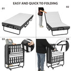 Klappbett 90x200 cm Erwachsene Gästebett 13cm Gedächtnisschaum Matratze klappbar Metallrahmen Rollen bis 200kg