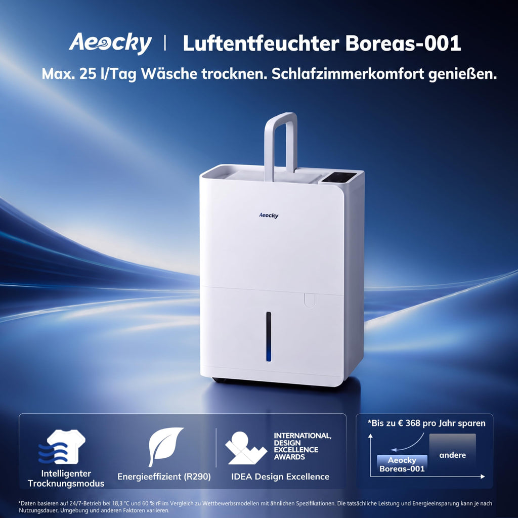 Luftentfeuchter elektrisch 25 L pro Tag Wäschetrocknung 2,7 L Wassertank für Wohnung Keller Bad Schlafzimmer